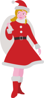 女性のサンタクロース 若い女性のサンタクロースのイラスト画像