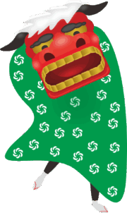 赤い顔の獅子舞のイラスト画像