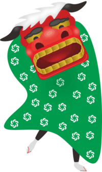 赤い顔の獅子舞のイラスト画像