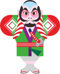 カラフルな奴凧のイラスト画像