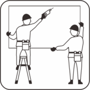 看板取付 看板設置工事をしている作業員のアイコン