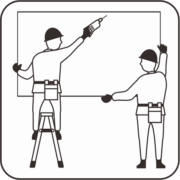 看板取付 看板設置工事をしている作業員のアイコン