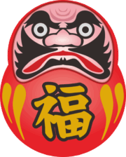 いかつい顔つきの魔除け福だるまのイラスト画像