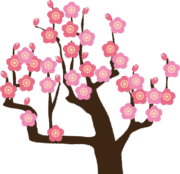 正月の縁起物である梅の花のイラスト