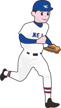 高校球児 笑顔で元気よく走っている高校球児のイラスト