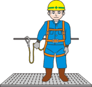 フルハーネス型安全帯を装着した高所作業員のイラスト