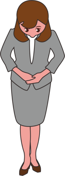 いらっしゃいませ女性の線描き漫画チックイラスト