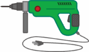 緑色の電動ドリルのイラスト