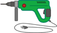 緑色の電動ドリルのイラスト