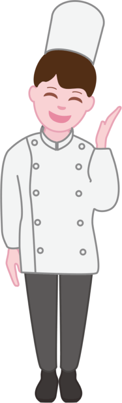 商品の案内をしているケーキ店の女性店員のイラスト