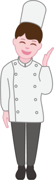 商品の案内をしているケーキ店の女性店員のイラスト