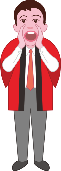 歳末大売出しで「いらっしゃい」を叫んでいる店員のイラスト