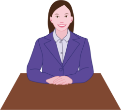スーツを着た笑顔の受付嬢のイラスト