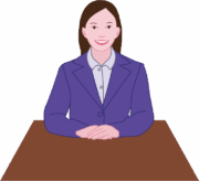 スーツを着た笑顔の受付嬢のイラスト