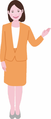 笑顔が可愛い受付嬢が案内しているイラスト