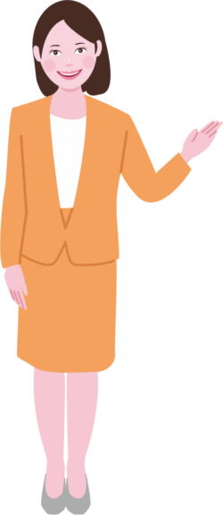 笑顔が可愛い受付嬢が案内しているイラスト
