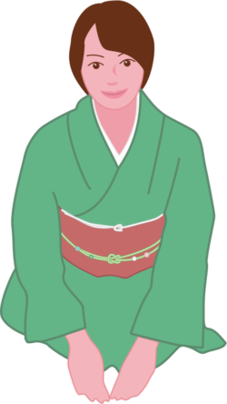 お出迎えをする和服を着た女性のイラスト