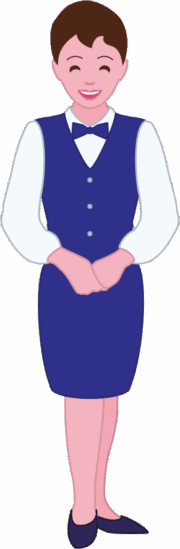 笑顔でお出迎えのウェイトレスのイラスト