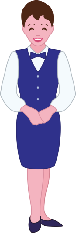 笑顔でお出迎えのウェイトレスのイラスト