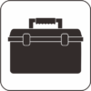 工具箱 現場で使う工具を入れてある工具箱のモノクロアイコン画像