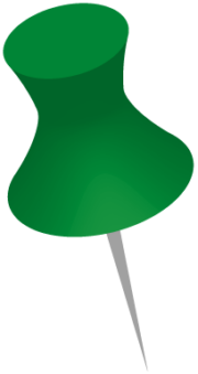 緑色の押しピン 緑色のダルマ画鋲のイラスト画像