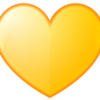 黄色のハート型ワンポイントイラスト画像