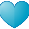 青色のハート型ワンポイントイラスト画像