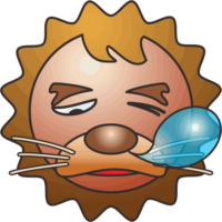 鼻提灯を出して寝ぼけているライオンのキャラクターイラスト