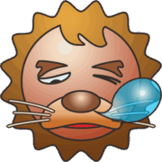 寝ぼけ顔のライオン 鼻提灯を出して寝ぼけているライオンのキャラクターイラスト