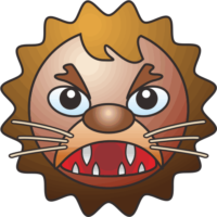 怒っているライオン 歯をむき出して怒っているライオンのキャラクターイラスト