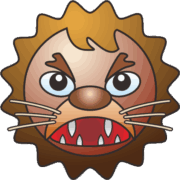 怒っているライオン 歯をむき出して怒っているライオンのキャラクターイラスト