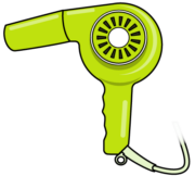 緑色のヘアドライヤーのイラスト