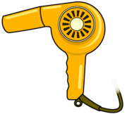 黄色いヘアドライヤーのイラスト