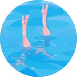 きれいに美脚がそろったアーティスティックスイミングのイラスト