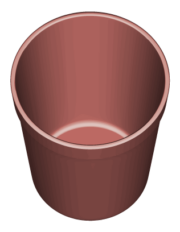 赤系色の円筒形ゴミ入れのイラスト