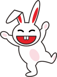 踊っているウサギ 笑顔ではしゃいでいるウサギのイラスト