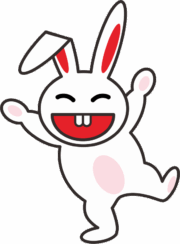 踊っているウサギ 笑顔ではしゃいでいるウサギのイラスト