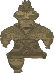 亀ヶ岡遺跡から発掘された遮光器土偶のイラスト