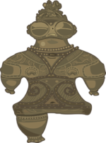 亀ヶ岡遺跡から発掘された遮光器土偶のイラスト