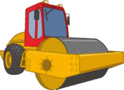 土壌やアスファルトの押し固めに使用されるロードローラーのイラスト
