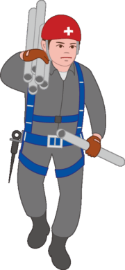 足場を組む単管を運んでいる鳶職人のイラスト