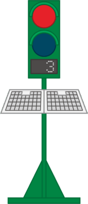 道路工事に不可欠なソーラー信号機のイラスト