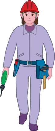 建設工事現場のカッコいい女性技能者のイラスト