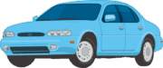 水色のセダン型乗用車のイラスト