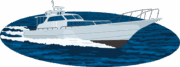 海原を駆け抜ける高速遊覧船のイラスト