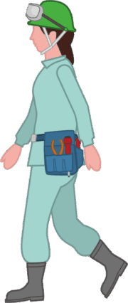 颯爽と工事現場を歩いている女性技能者のイラスト
