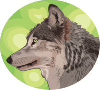 オオカミ 森の中のオオカミのイラスト