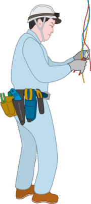 結線作業をしている電気工事士のイラスト