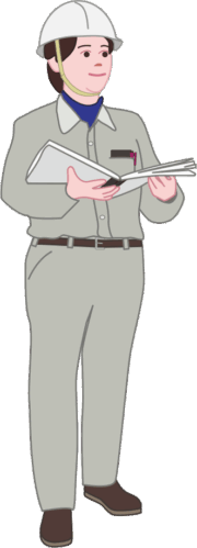 貫禄のある女性現場監督のイラスト