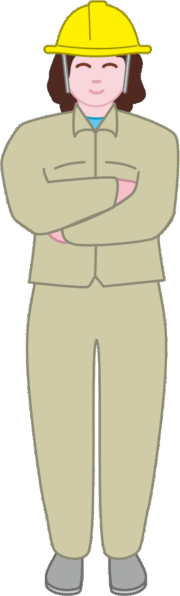 腕組みをして微笑んでいる女性現場作業員のイラスト